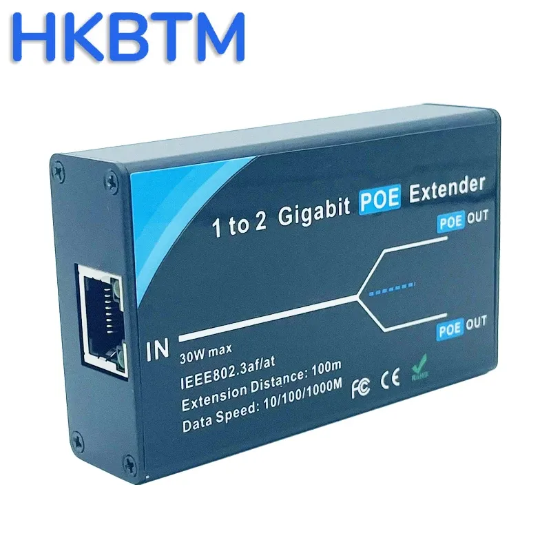 Gigabit 2 Port POE Extender, IEEE 802.3af/at PoE+ Standard, 10/100/1000Mbps, POE Repeater 100 meters(328 ft), Extender 6