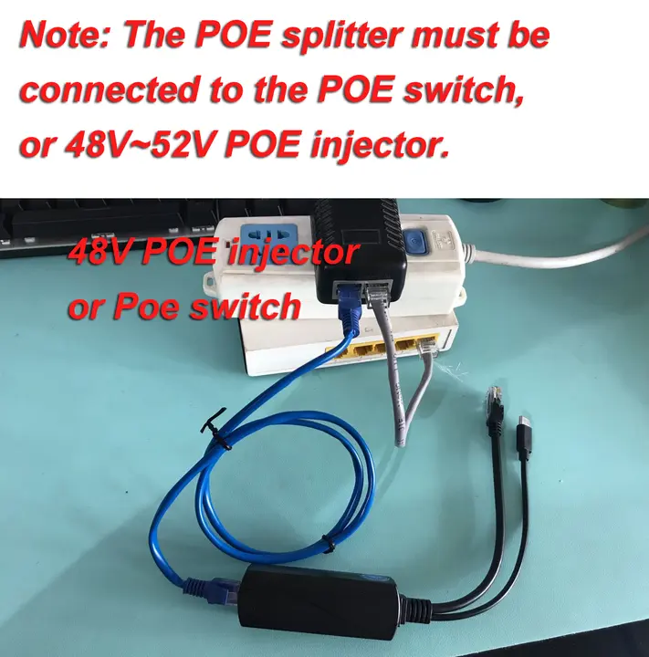 HKBTM 12V POE Connectors Adapter Cable Splitter Injector Power Supply for Huawei for Hikvision 2022 New detail