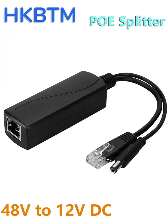 HKBTM 12V POE Connectors Adapter Cable Splitter Injector Power Supply for Huawei for Hikvision 2022 New detail