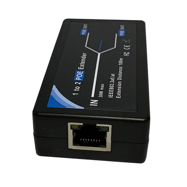 HKBTM 2 Port POE Extender 100Mbps with IEEE 802.3af Standard for NVR IP Camera AP IP VOICE POE Extend 100 meters for POE range detail